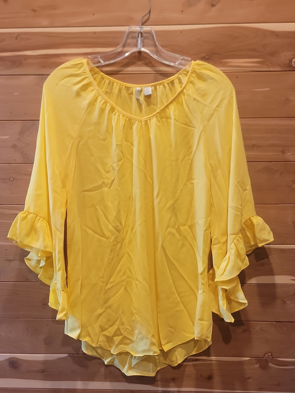 Cato Yellow Ruffle Sleeve Peasant Blouse